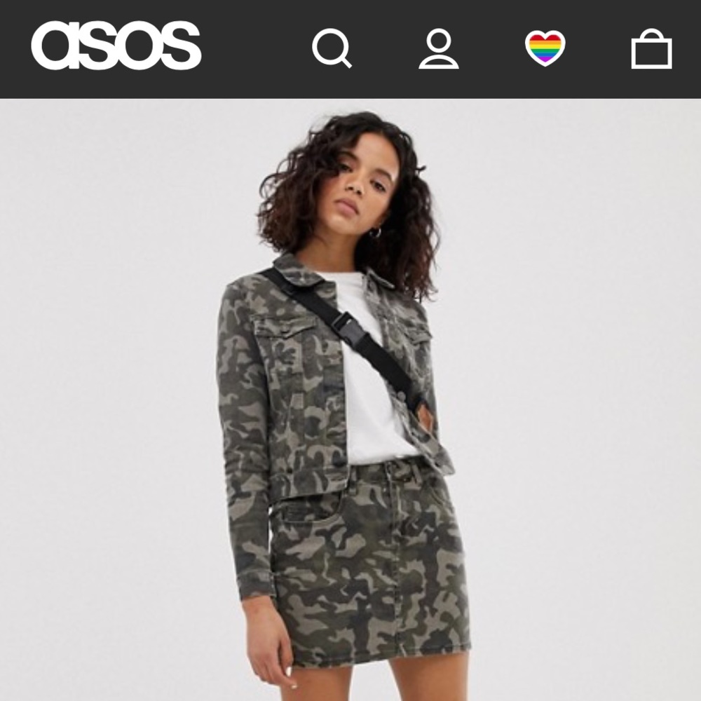 ASOS Noisy May denim camo print skirt Size S (4-6)